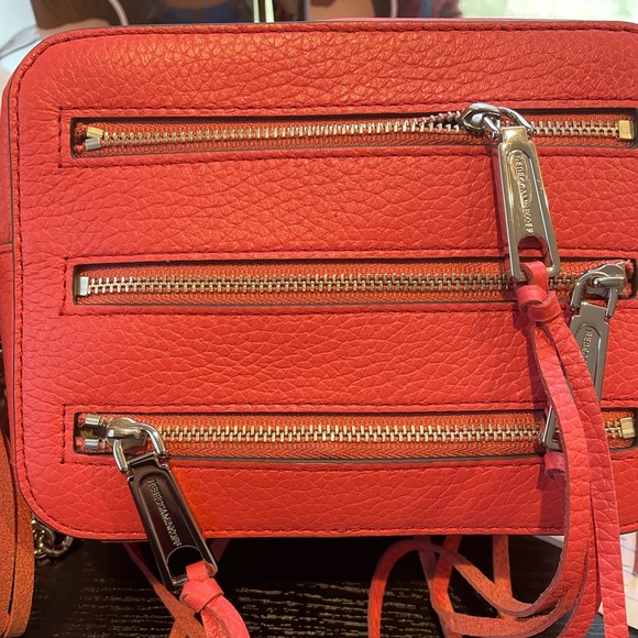 NWT Rebecca Minkoff Moto Leather Camera Crossbody Bag Grapefruit Orange Pink Red - Picture 2 of 7